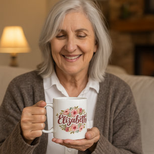 Elizabeth Blumennamens-Tasse – Vintage-Pfingstrose Kaffeetasse