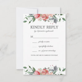 Elizabeth Elegant Pink Blume Song Anfrage Hochzeit RSVP Karte
