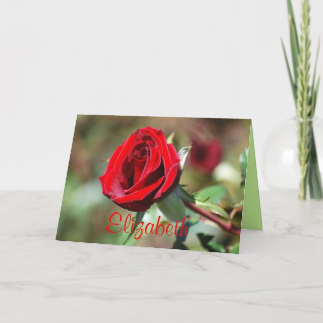 Elizabeth Happy Birthday Rote Rose Card Karte (Vorderseite)