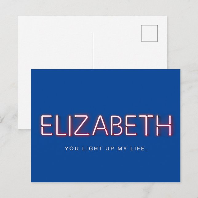 Elizabeth Name in leuchtenden Neonlichtern Postkarte (Vorne/Hinten)