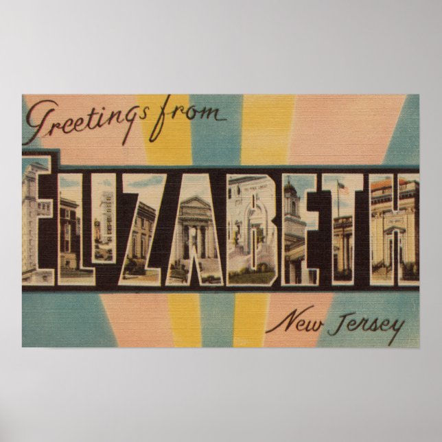 Elizabeth, New Jersey - Große Buchstabenszenen Poster (Vorne)
