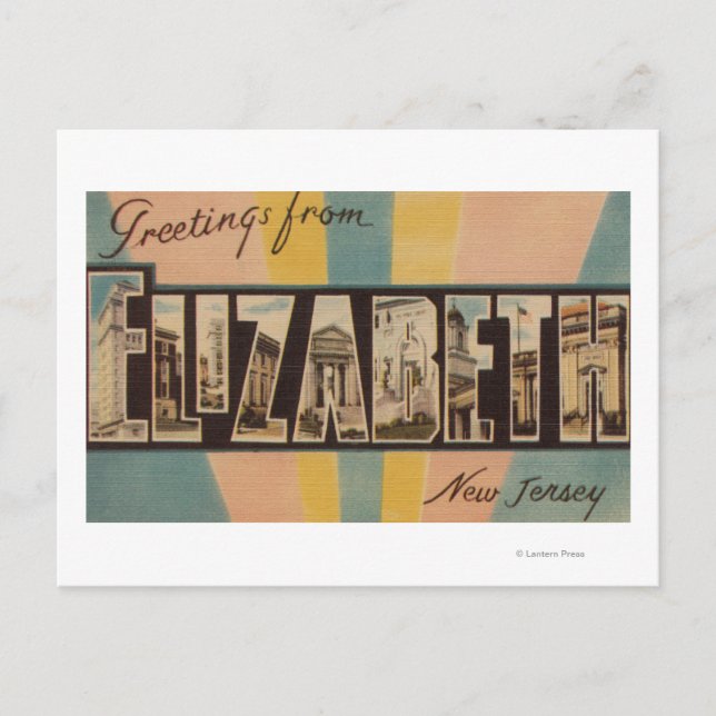 Elizabeth, New Jersey - Große Buchstabenszenen Postkarte (Vorderseite)