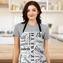 Elizabeth Schwarz-weiß Individuelle Name Schürze