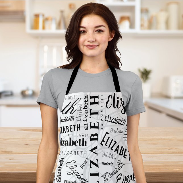 Elizabeth Schwarz-weiß Individuelle Name Schürze (Von Creator hochgeladen)