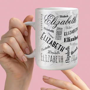 Elizabeth Typografy Name Schwarz-weiß Kaffeetasse