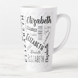 Elizabeth Typografy Name Schwarz-weiß Milchtasse
