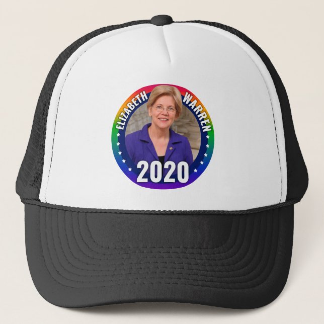 Elizabeth Warren 2020 - Gay Pride Rainbow Truckerkappe (Vorderseite)