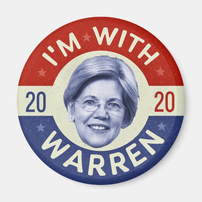 Elizabeth Warren Präsident 2020 Demokrat Pic Retro Magnet (Vorne)