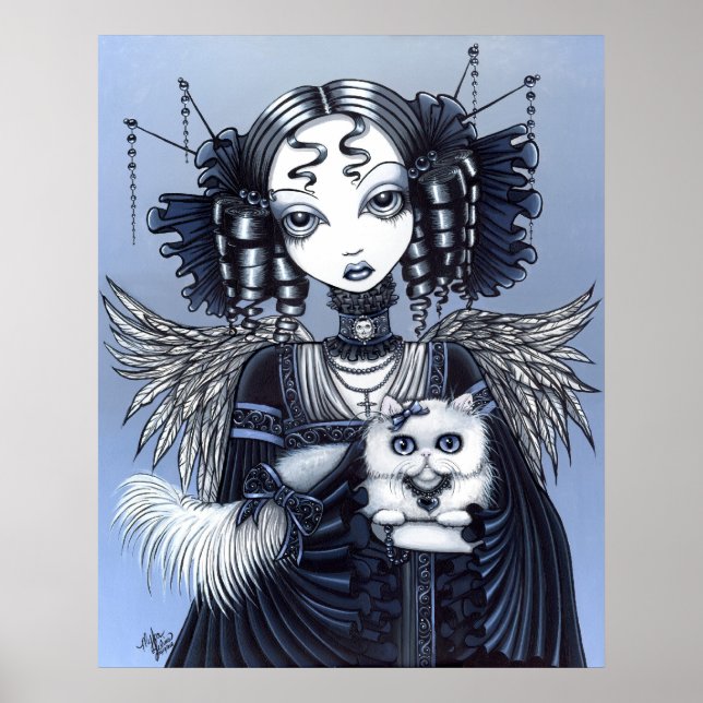Elizabeth White Persian Cat Angel Poster (Vorne)