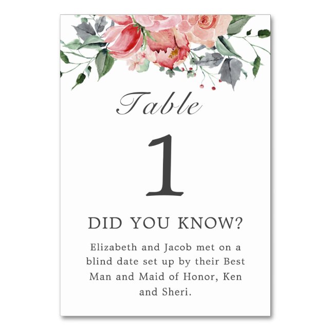 Elizabeth wusste, dass die Hochzeit Spaß macht Tischnummer (Vorderseite)