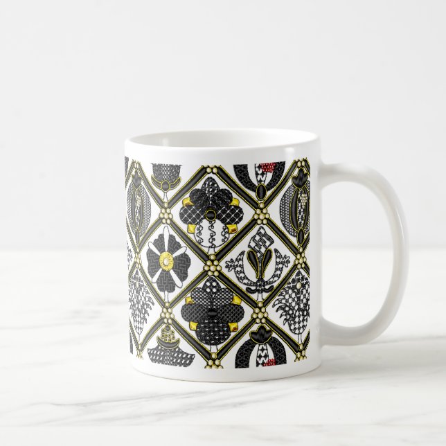 Elizabethan Blackwork-Fliese Kaffeetasse (Rechts)