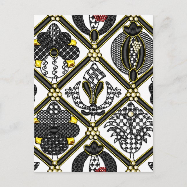 Elizabethan Blackwork-Fliese Postkarte (Vorderseite)