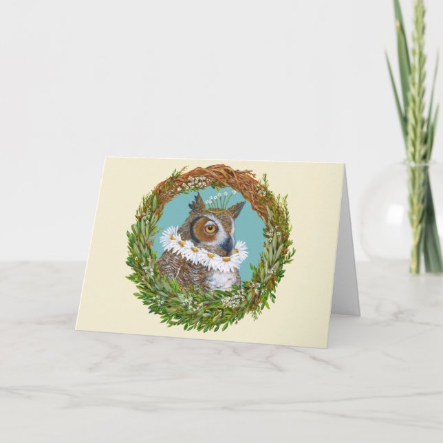 Elizabethan Owl, carte de couronne au printemps (Devant)