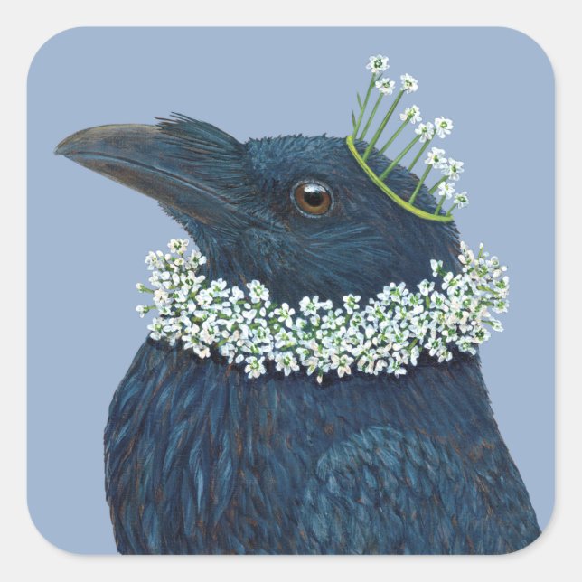 Elizabethan Raven-Sticker Quadratischer Aufkleber (Vorderseite)