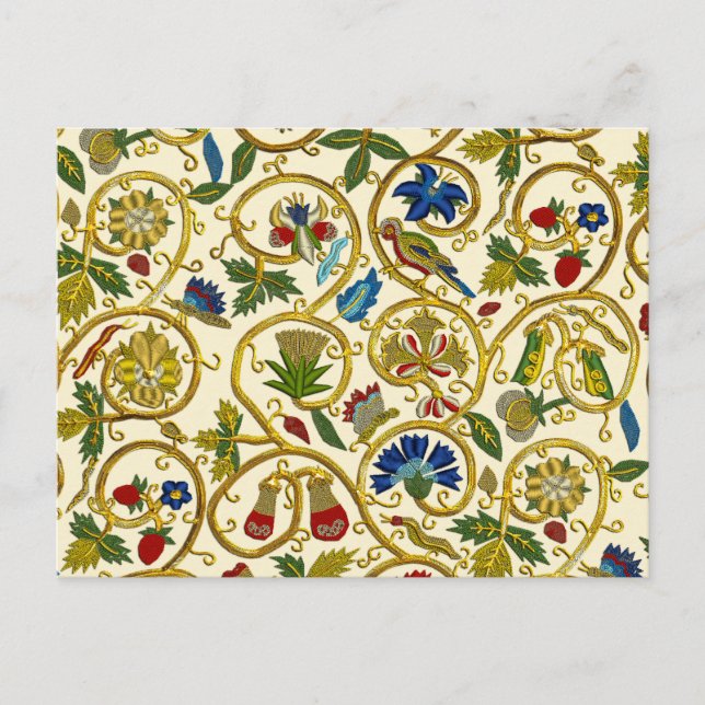 Elizabethan Swirl Stickereien - Goldwork-Imitation Postkarte (Vorderseite)
