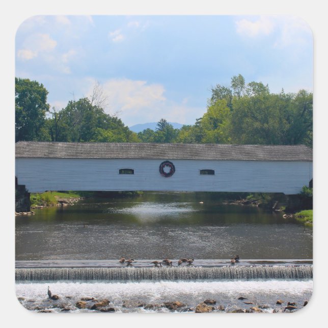 Elizabethton Covered Bridge Quadratischer Aufkleber (Vorderseite)