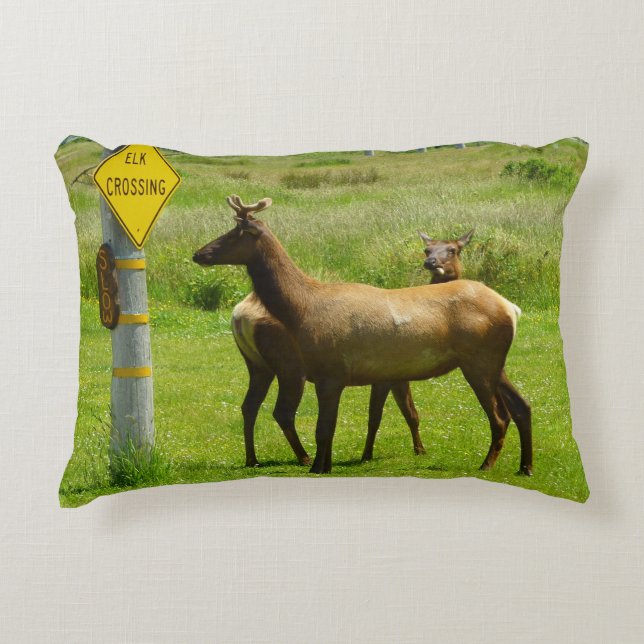 Elk Crossing California Wildlife Fotografie Dekokissen (Vorderseite)