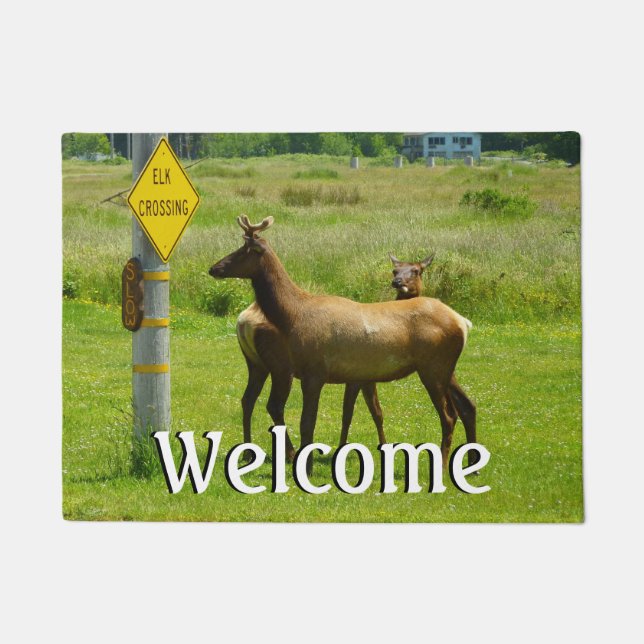 Elk Crossing California Wildlife Fotografie Fußmatte (Vorderseite)