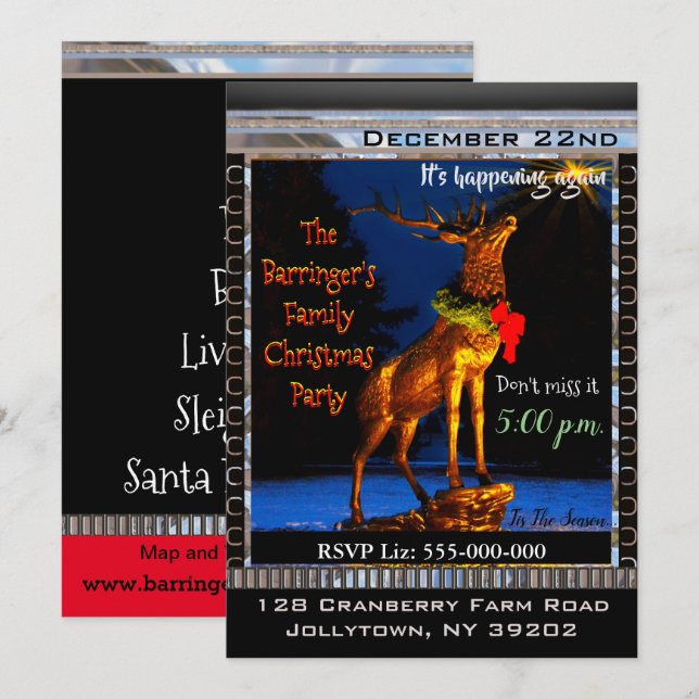 Elk Elegant Christmas Party Einladung (Vorne/Hinten)