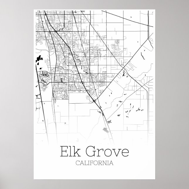 Elk Grove Map - Kalifornien - City Map Poster (Vorne)