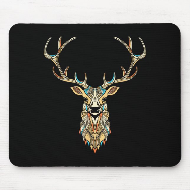 Elk Head _ Face Artistic Illustration Graphic  Mousepad (Vorne)