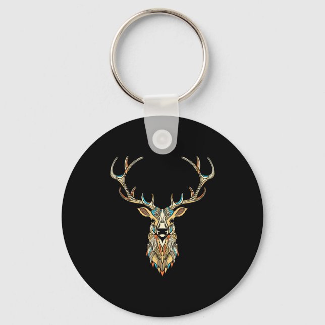 Elk Head _ Face Artistic Illustration Graphic  Schlüsselanhänger (Vorderseite)