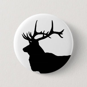 Elk Head Silhouette Button