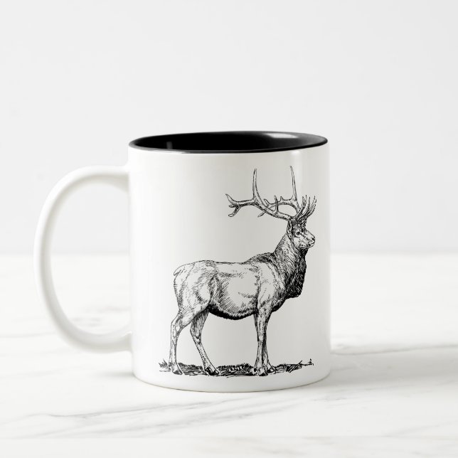 Elk Moose Deer Head Animal Hunting Antlers Zweifarbige Tasse (Links)
