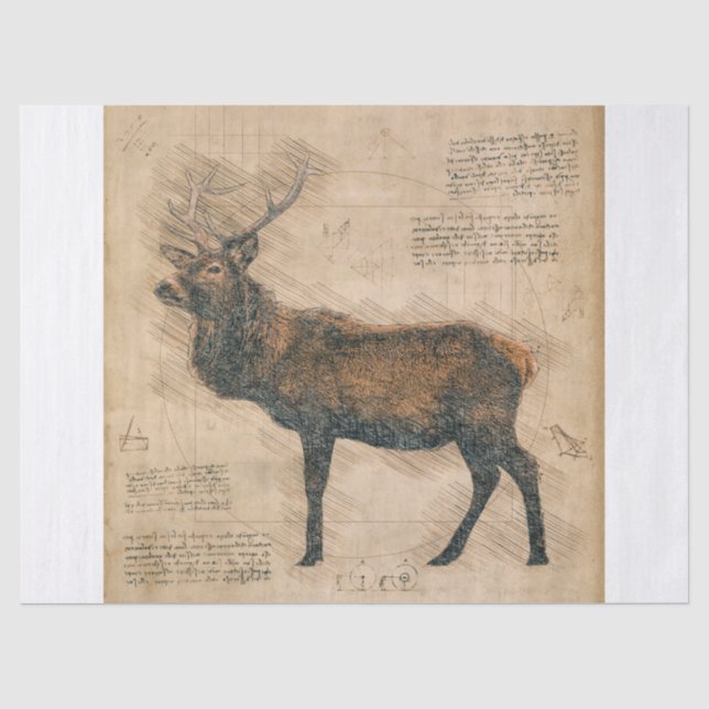 Elk Rustic Grunge Zeichnend Seidenpapier (Vorderseite)