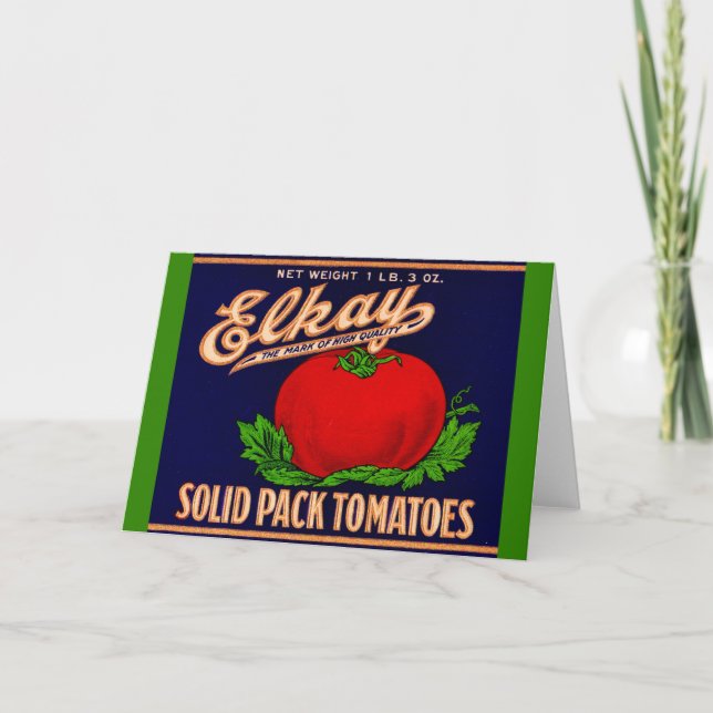 Elkay Solid Pack Tomaten aus den 30er Jahren könne Karte (Vorderseite)