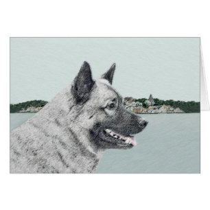 Elkhound norvégien à la peinture de village - Chie