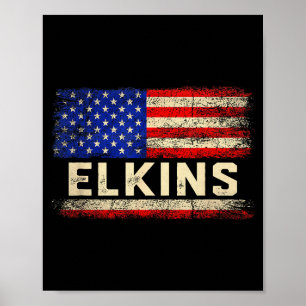 Elkins Nachname Shirt Elkins Name Amerikanische Fl Poster