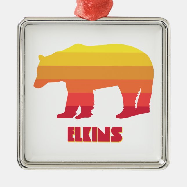Elkins West Virginia Rainbow Bear Ornament Aus Metall (Vorne)