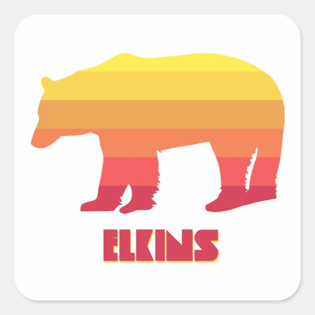 Elkins West Virginia Rainbow Bear Quadratischer Aufkleber (Vorderseite)