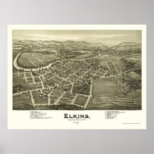 Elkins, WV Panorama-Mappe - 1897 Poster