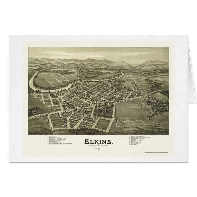 Elkins, WV panoramische Karte - 1897 (Vorderseite (Horizontal))
