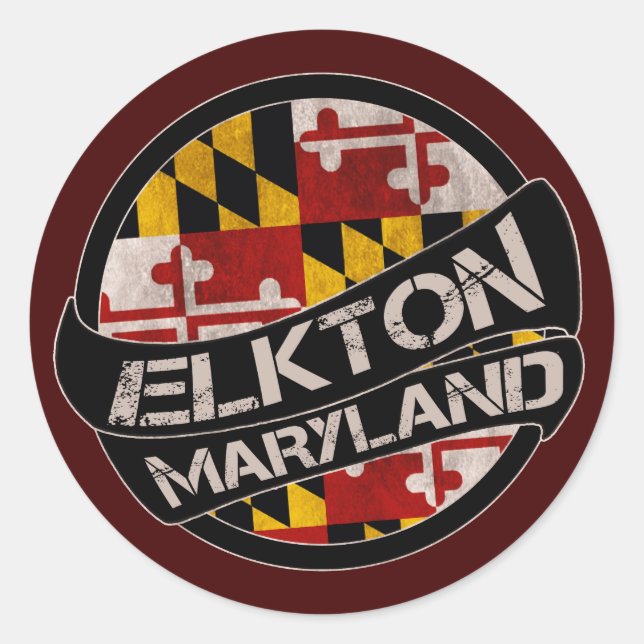 Elkton Maryland Flaggengrundierung Runder Aufkleber (Vorderseite)