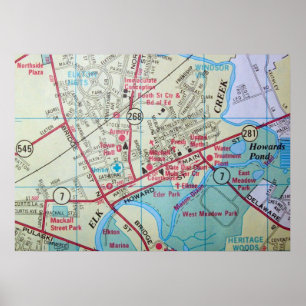 Elkton, MD Vintag Map Poster