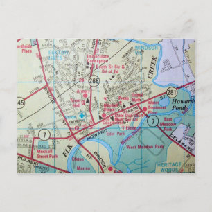 ELKTON, MD Vintage Landkarte Postkarte