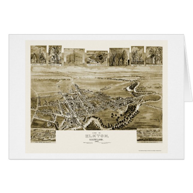 Elkton, panoramische Karte MD - 1907 (Vorderseite (Horizontal))