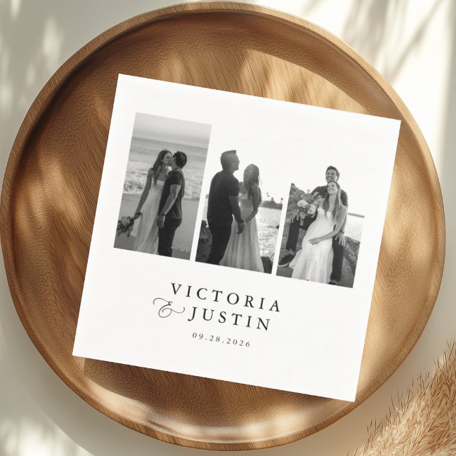 ELLA Modern 3 Foto Wedding Serviette (Von Creator hochgeladen)