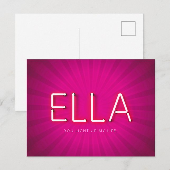 Ella Name in leuchtenden Neonleuchten Postkarte (Vorne/Hinten)