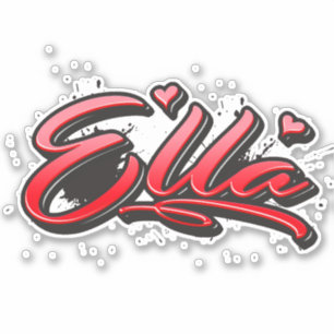 Ella red Heart Graffiti Aufkleber Sticker