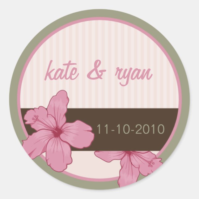Ella Rose Hibiskus Floral Wedding Sticker (Vorderseite)