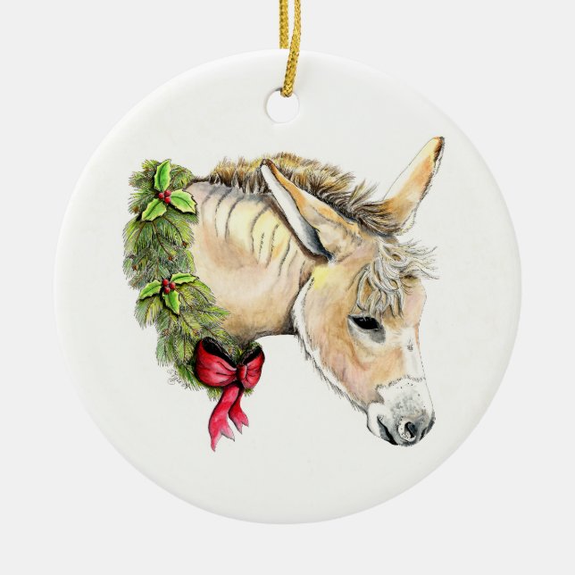 Ella the Christmas Donkey Keramik Ornament (Vorne)