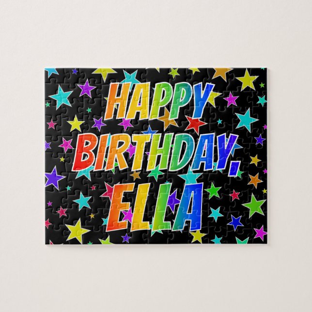 "ELLA" Vorname, Spaß "GLÜCKLICHER GEBURTSTAG" (Horizontal)