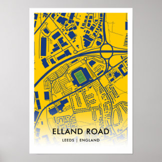 Elland Road Stadium Map, Zuhause von Leeds United Poster