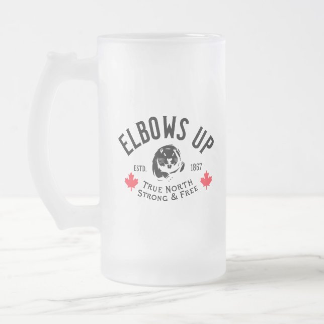 Ellbogen auf! Bierkrug Mattglas Bierglas (Links)