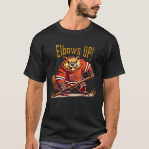 Ellbogen auf! Hockeybiber, kanadisches Ahornblätte T-Shirt