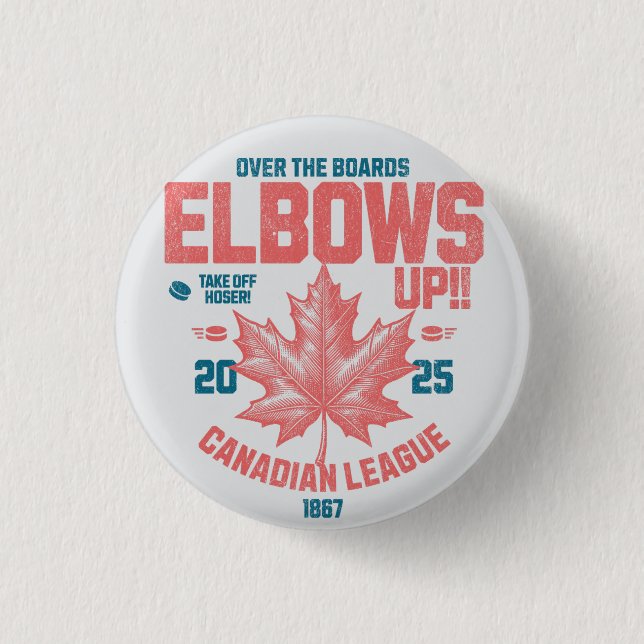 Ellbogen auf! Über die Boards Kanadischer Liga Hoc Button (Vorderseite)